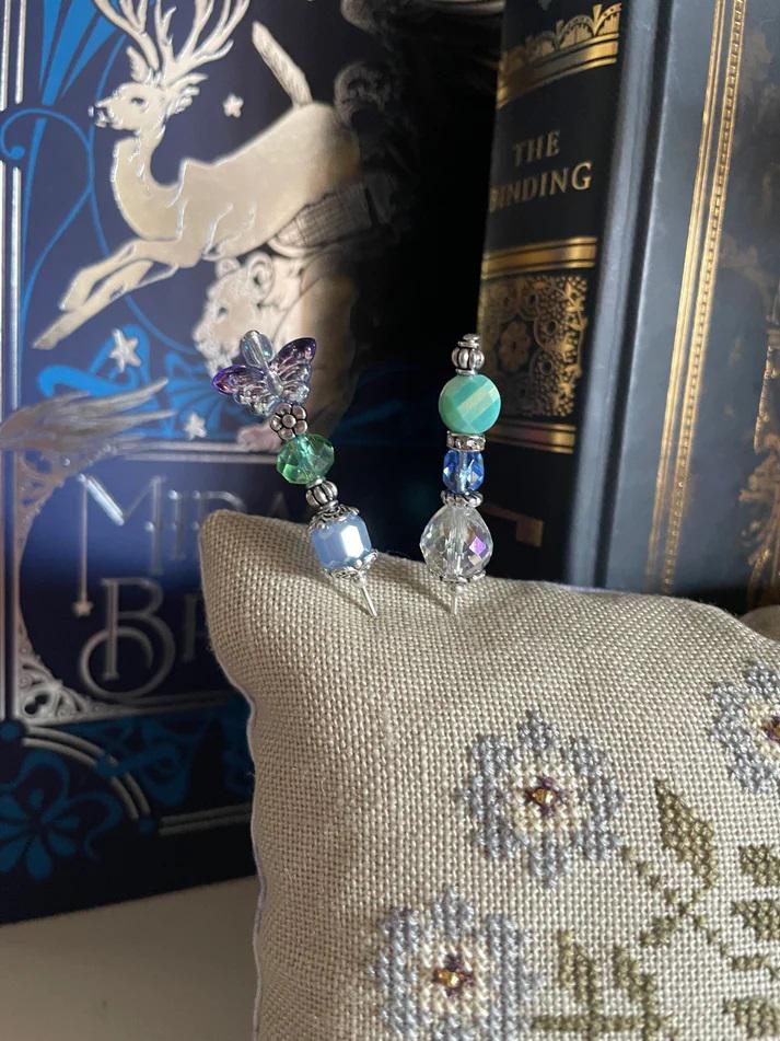 JERSEY GIRL STITCH Co.  "A Dew Kissed Morning Pin Set"  Decorative Hand Beaded Pins  2 Per Set