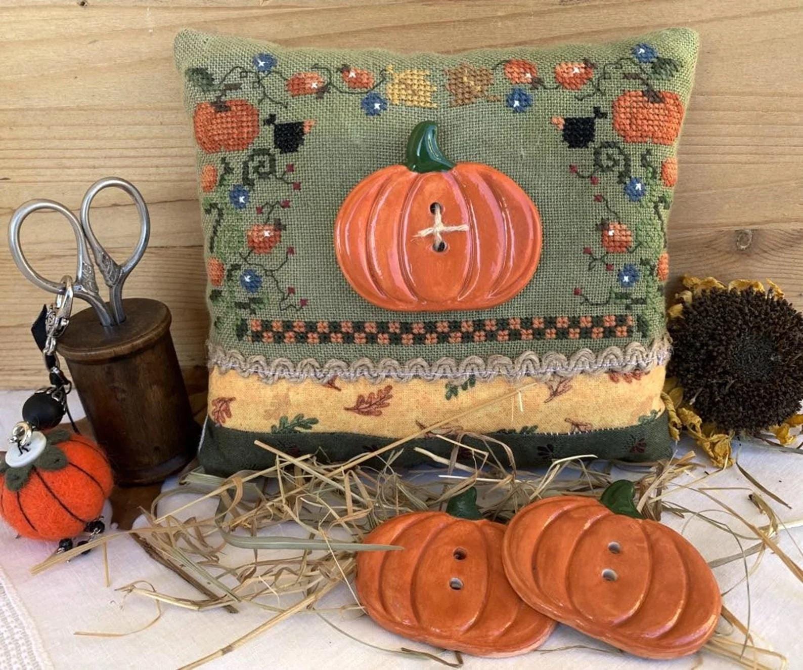 ROVARIS ~ Pumpkin Cross Stitch Kit, Counted Cross Stitch Pattern + KIT, Autumn, Thanksgiving, Handcrafted from Samone, Italy