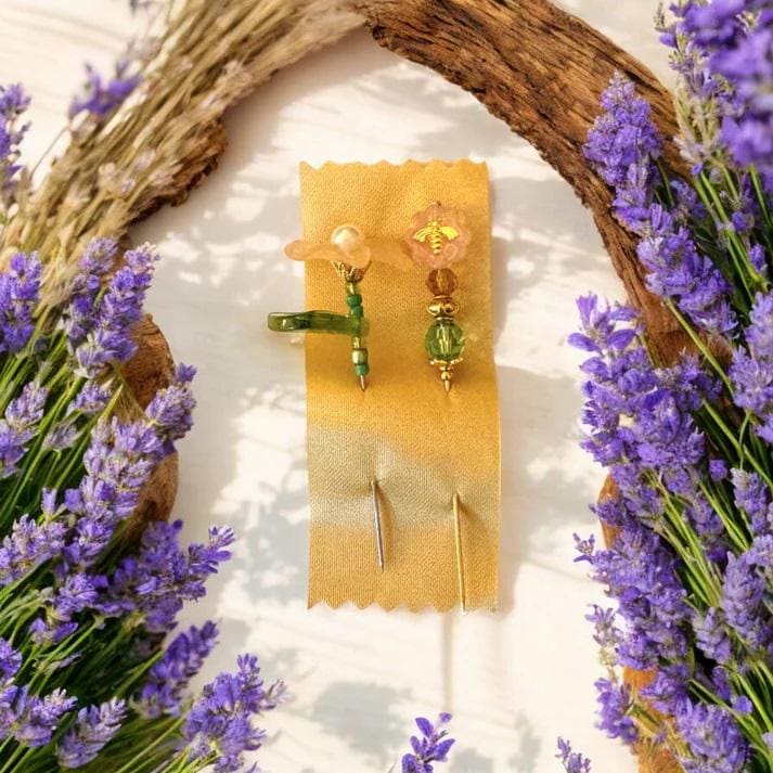 JERSEY GIRL STITCH Co. "Nectar & Pollen Pin Set"  Decorative Hand Beaded Pins  2 Per Set