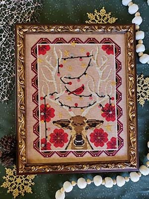 THE ARTSY HOUSEWIFE "Lit" Counted Cross Stitch Pattern, Chart, Deer, Christmas, Pattern Only