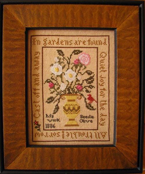 PLUM STREET SAMPLERS "Beedie's Garden"  Counted Cross Stitch Pattern  Chart, Pattern Only