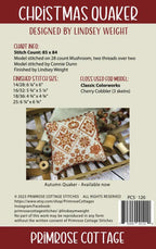 PRIMROSE COTTAGE STITCHES "Christmas Quaker" Counted Cross Stitch Pattern, Chart, Pattern Only