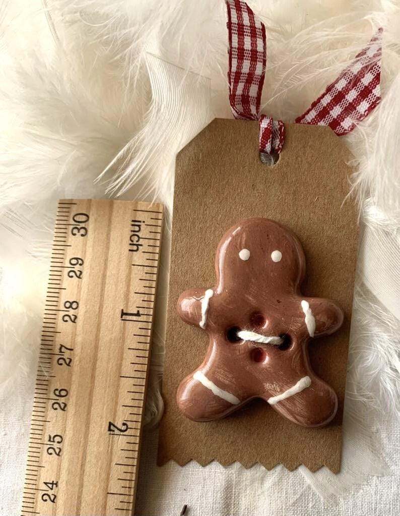 Rovaris ~ Christmas Ceramic Buttons, Gingerbread Man or Christmas Tree, Handmade from Samone, Italy