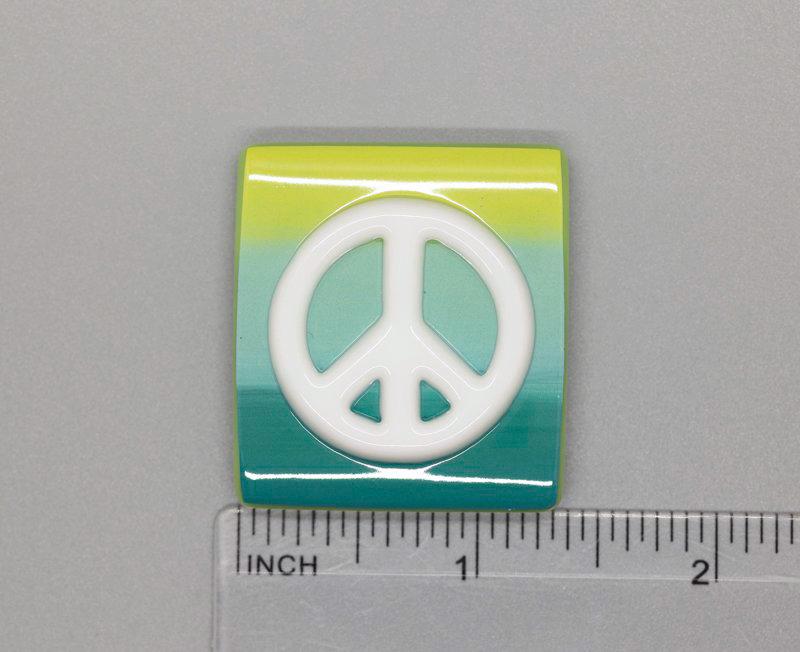 BEAU VERRE ART "Peace Needle Minder"  Fused Glass  Magnet  Needleminder  One-of-a-Kind, Handcrafted 5556