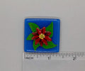 BEAU VERRE ART "Poinsettia Needle Minder"  Fused Glass  Magnet  Needleminder  One-of-a-Kind, Handcrafted 5562