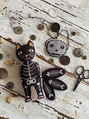 STACY NASH DESIGNS "Animal Crackers - Bones" Counted Cross Stitch Pattern, Sweet Little Cat, Pattern Only