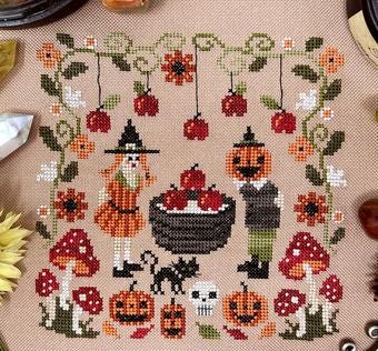 TINY MODERNIST "Bobbing For Apples" Counted Cross Stitch Pattern, Autumn, Halloween, Tinymodernist, Pattern Only