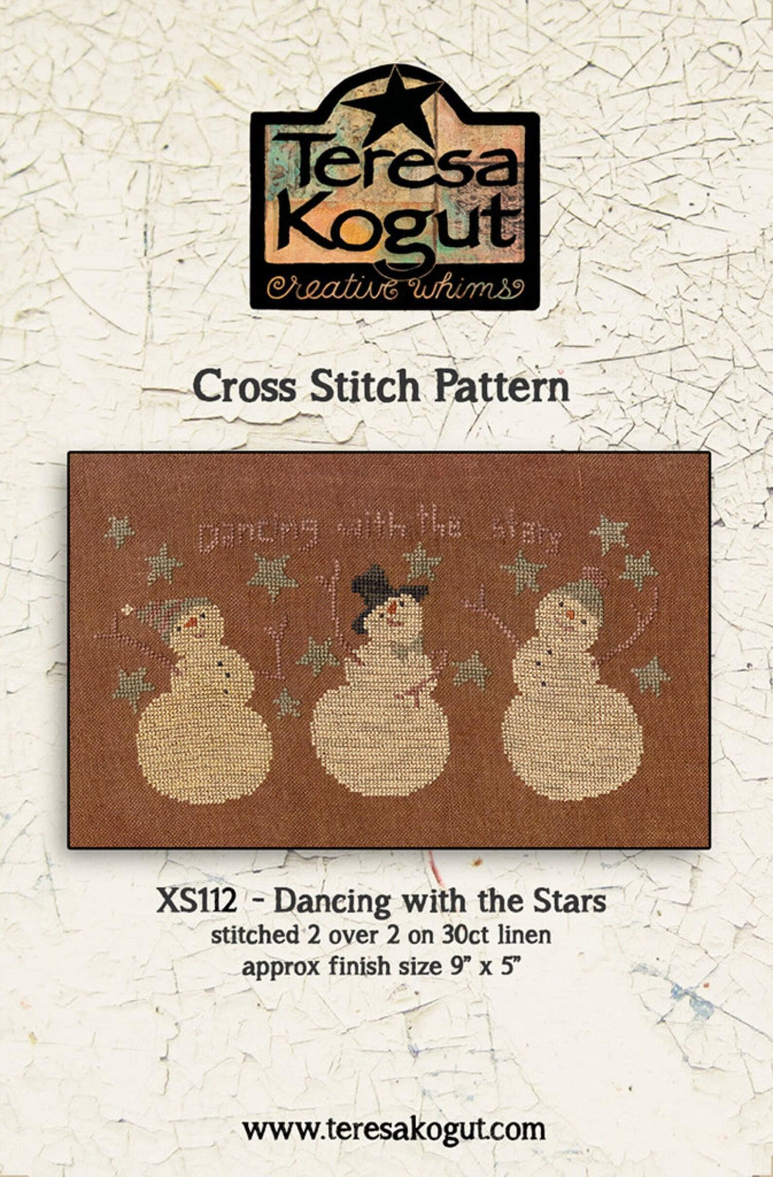 TERESA KOGUT "Dancing With The Stars"  Counted Cross Stitch Pattern  Christmas, Winter, Snowman, Sampler, Pattern Only
