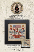 Teresa Kogut Creative Whims "Patriotic Tweet & God Bless the USA" Counted Cross Stitch Pattern, Chart, American Flag, Pattern Only