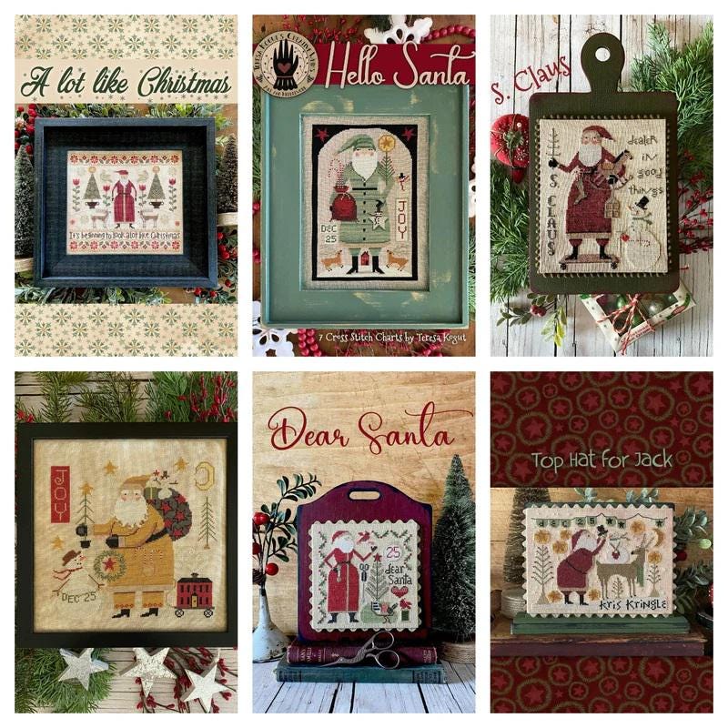 TERESA KOGUT "Hello Santa"  Counted Cross Stitch Pattern  7 Santa Charts, Winter, Christmas, folk art, Booklet Only