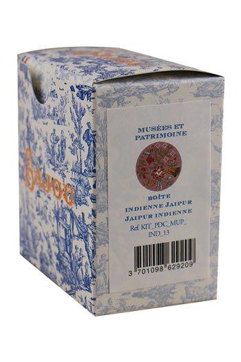 MAISON SAJOU Cross Stitch Kit - Jaipur Indienne Round Box, Box to Embroider, Made in France