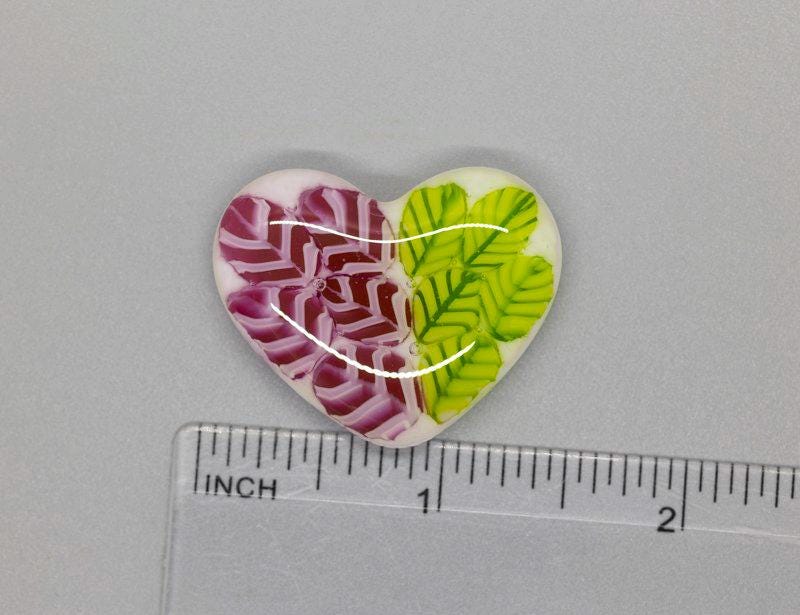BEAU VERRE ART "Heart Fused Needle Minder"  Fused Glass Magnet  Needleminder  One-of-a-Kind, Handcrafted 5588