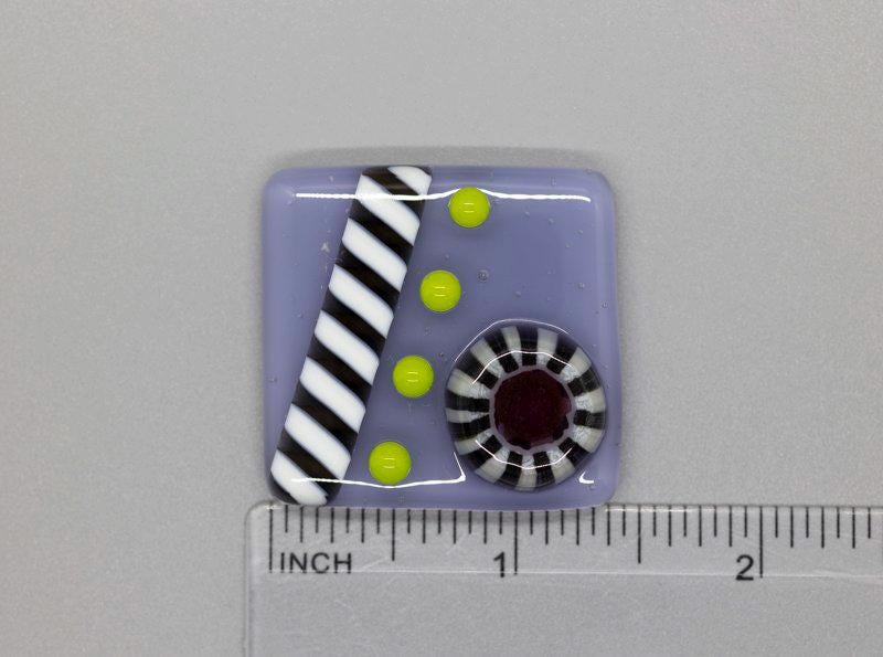 BEAU VERRE ART "Beetlejuice Fused Needle Minder"  Fused Glass Magnet  Needleminder  One-of-a-Kind, Handcrafted 5615