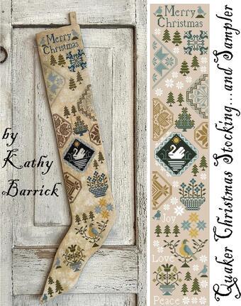 KATHY BARRICK "Quaker Christmas Stocking" Counted Cross Stitch Pattern, Chart, Holiday, Pattern Only