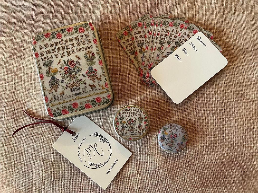 MAISON CHOISEL -Lady's Companion - Heloïse Cornu - Reflets de Soie - Tin Box, 20 Floss Drops, Needle Minder, and Small Round Tin Box