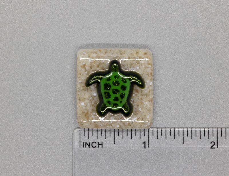 BEAU VERRE ART "Sea Turtle Needle Minder"  Fused Glass Magnet  Summer, Beach,  Needleminder  One-of-a-Kind, Handcrafted 5347