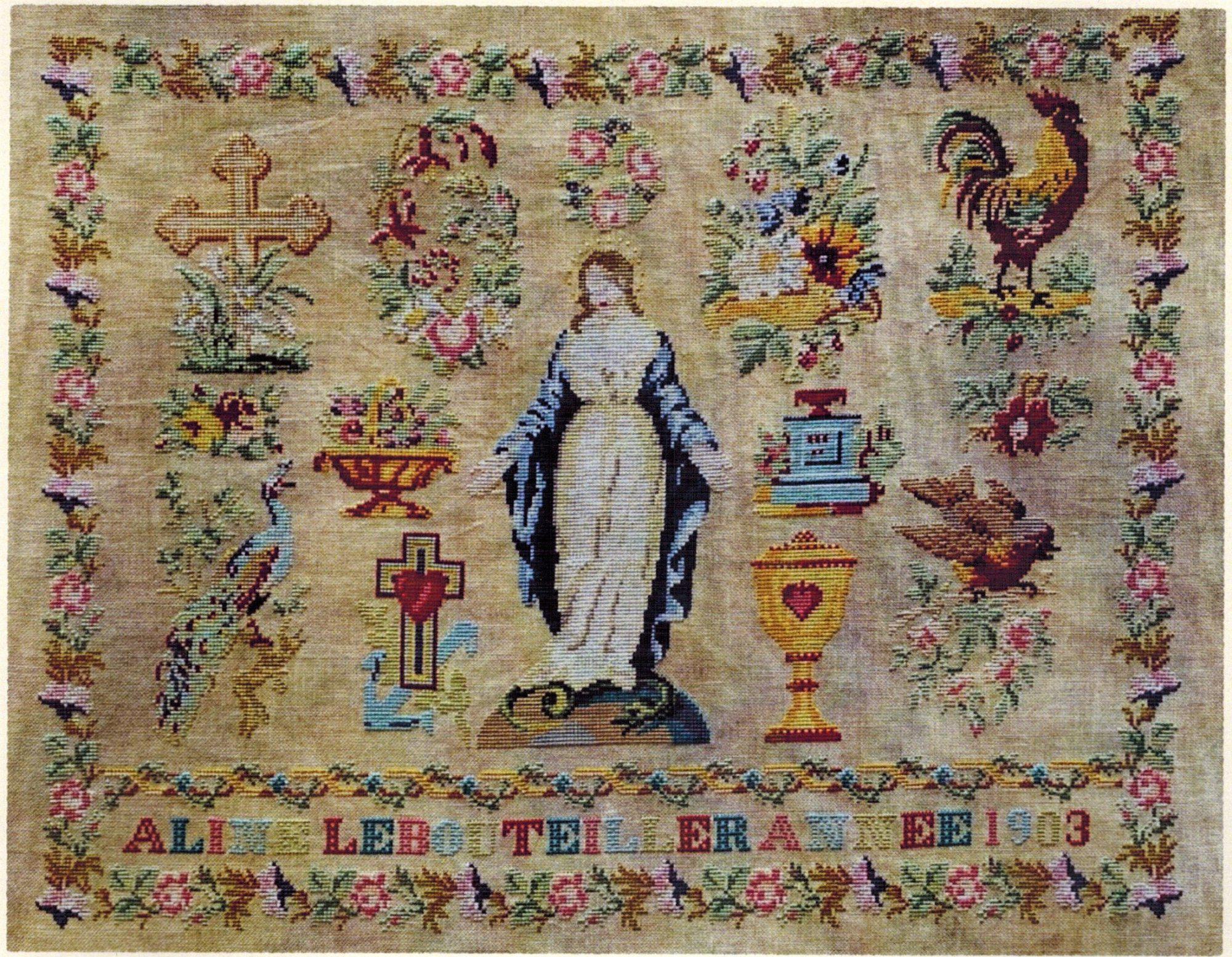 Reflets de Soie ~ Aline Lebouteiller 1903  ~ Counted Cross Stitch Pattern, Chart, Antique French Sampler Reproduction, Pattern Only