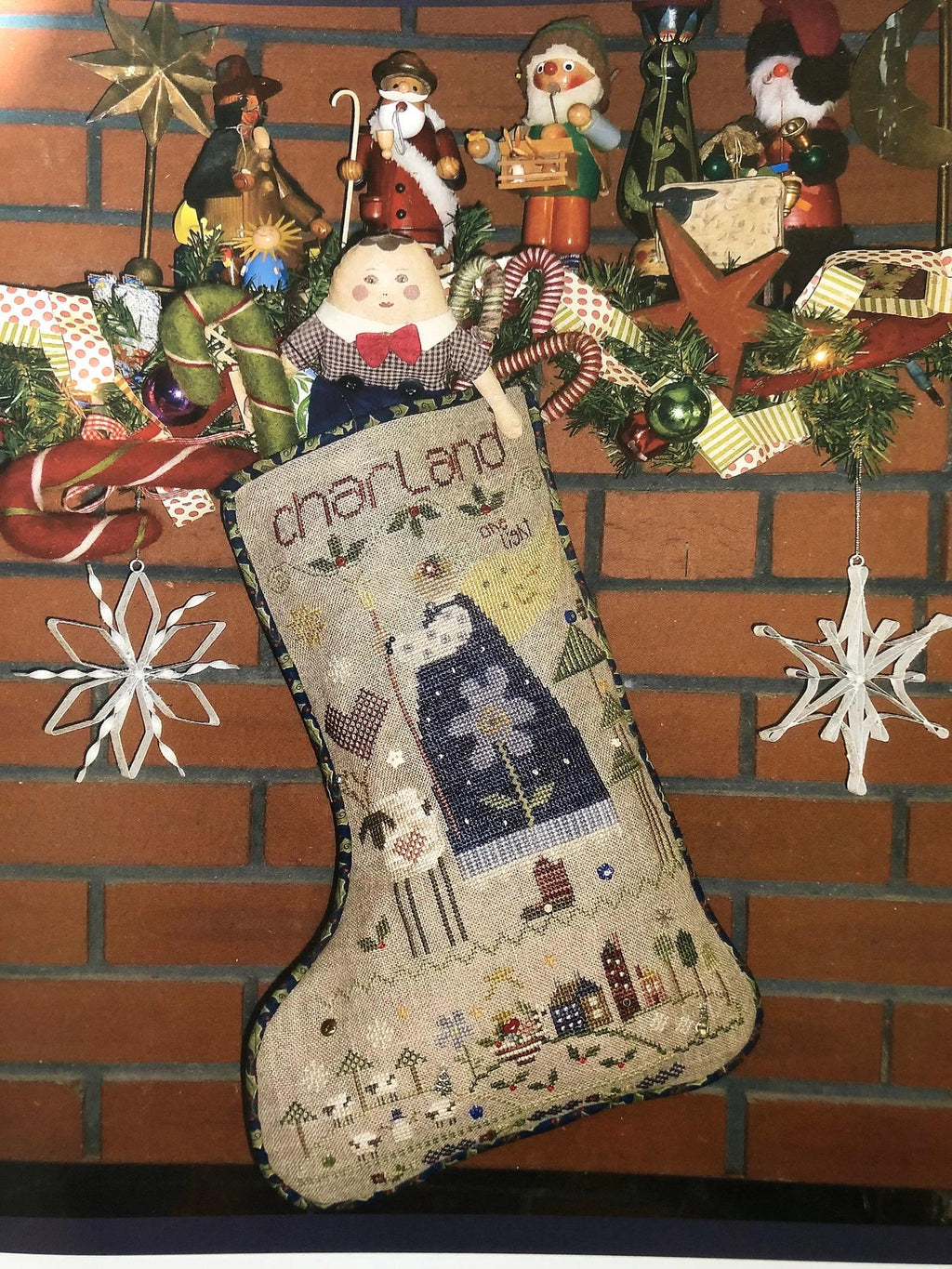 SHEPHERD'S BUSH PRINTWORKS "Charland's Stocking" Cross Stitch Pattern & Charm Pack Included, Christmas, Pattern and Charm Pack