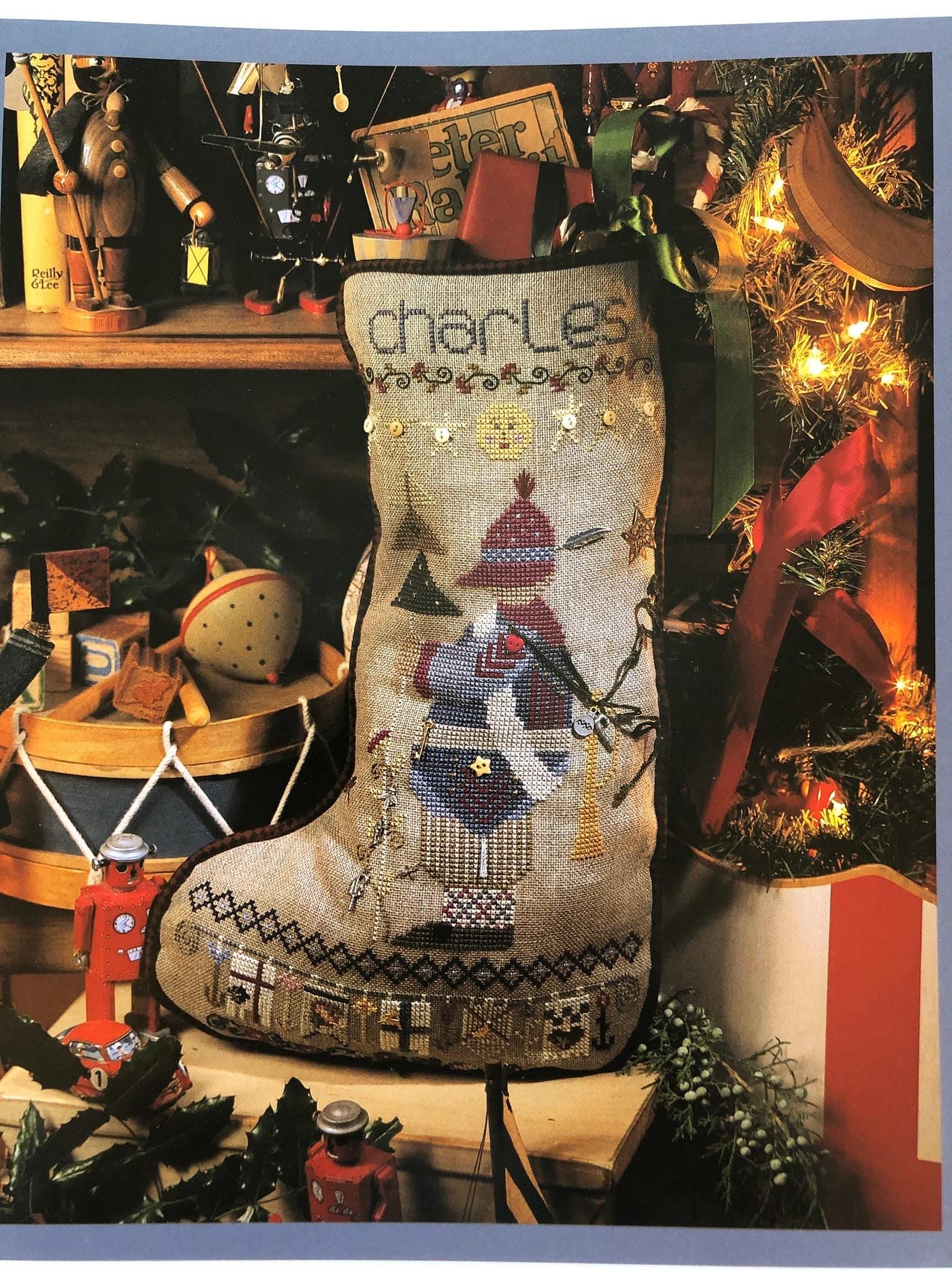 SHEPHERD'S BUSH PRINTWORKS "Charles' Stocking" Counted Cross Stitch Pattern, Christmas, Santa, Sampler, Pattern Only