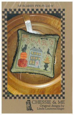 CHESSIE & ME "Be Scarey Pyn Pillow" Counted Cross Stitch Pattern, Autumn, Fall, Thanksgiving, Pumpkins, Pattern Only