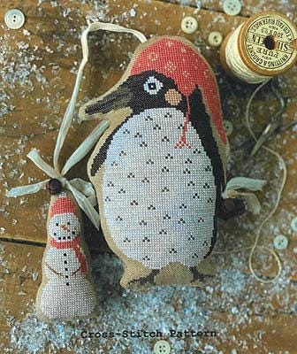 STACY NASH DESIGNS "Animal Crackers - Chilli" Counted Cross Stitch Pattern, Sweet Little Penguin, Snowman Pal, Pattern Only