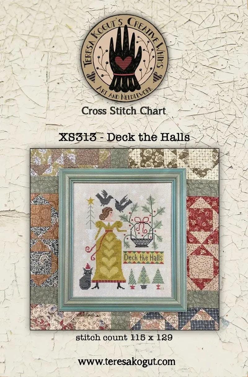 TERESA KOGUT "Deck The Halls"  Counted Cross Stitch Pattern  Winter, Christmas, folk art, Pattern Only