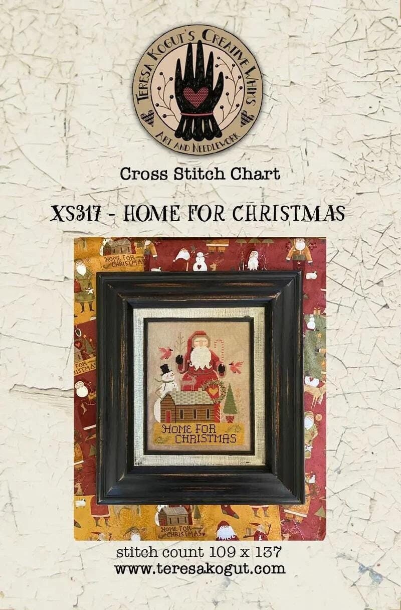 TERESA KOGUT "Home For Christmas"  Counted Cross Stitch Pattern  Santa, Winter, Christmas, folk art, Pattern Only