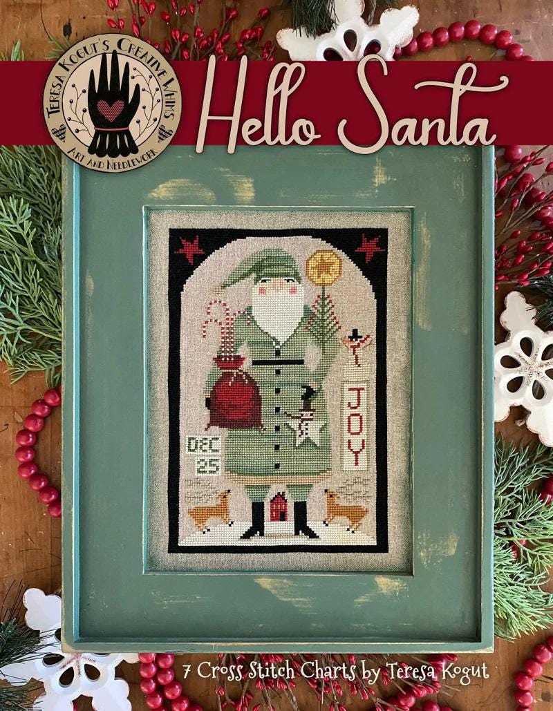TERESA KOGUT "Hello Santa"  Counted Cross Stitch Pattern  7 Santa Charts, Winter, Christmas, folk art, Booklet Only
