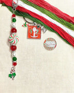 ZIGGY'S  DESIGNS "Special Delivery" Accessory Set  Christmas Thread Keep, Needle Minder, and Beaded Scissor Fob