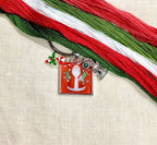 ZIGGY'S  DESIGNS "Special Delivery" Accessory Set  Christmas Thread Keep, Needle Minder, and Beaded Scissor Fob