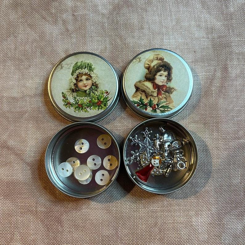 MAISON CHOISEL - Limited Edition Lady's Companion Noel 2024 - Tin Box - Includes Round Boxes, Buttons & Charms - 4.33" x 3.15" x 0.95"