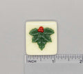 BEAU VERRE ART "Holly Swag Fused Glass Needle Minder"  Magnet  Needleminder  One-of-a-Kind Handcrafted  Christmas