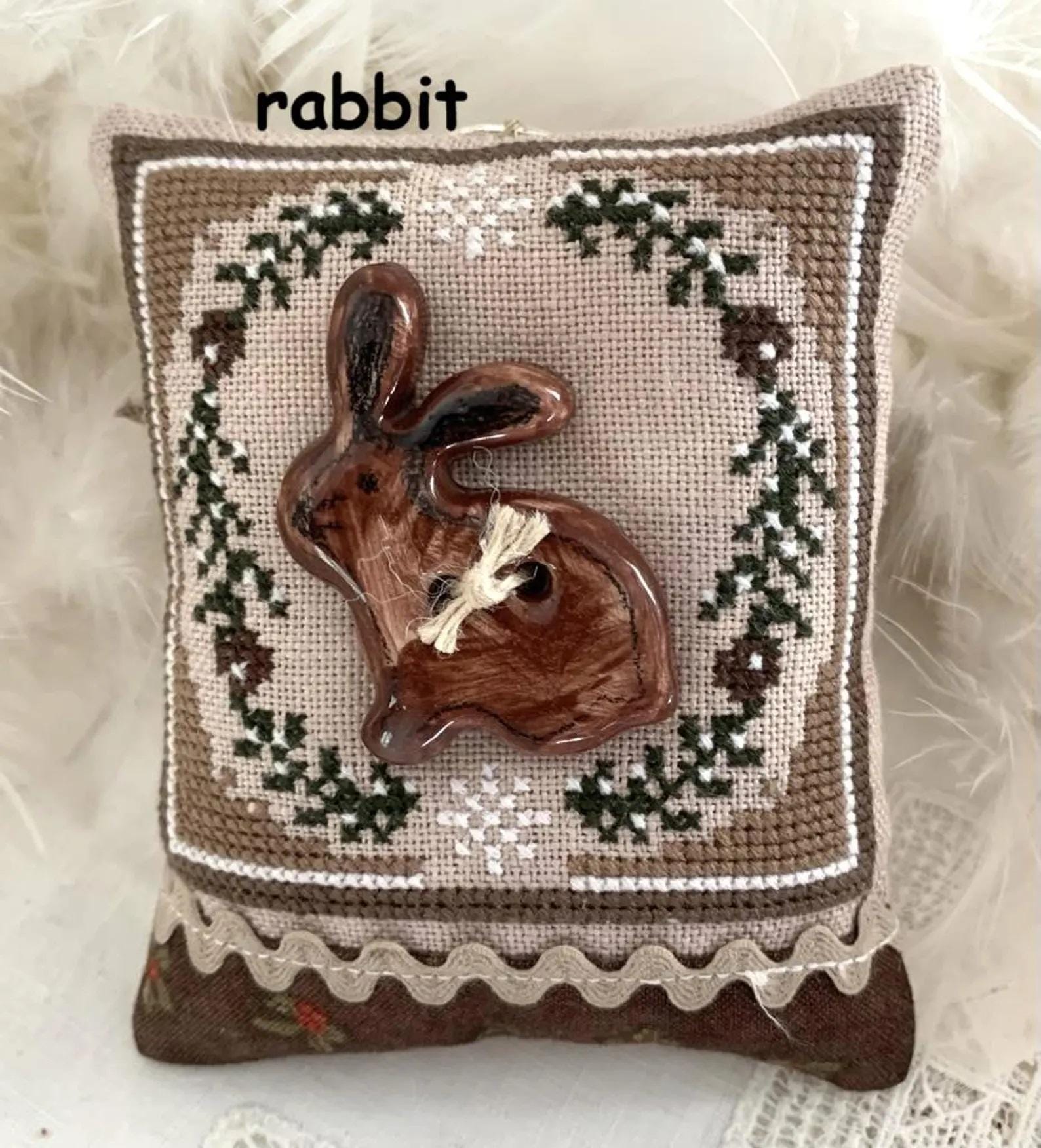 ROVARIS ~ "Brown Rabbit Little Ornament Kit" Counted Cross Stitch Pattern + KIT, Handmade from Samone, Italy