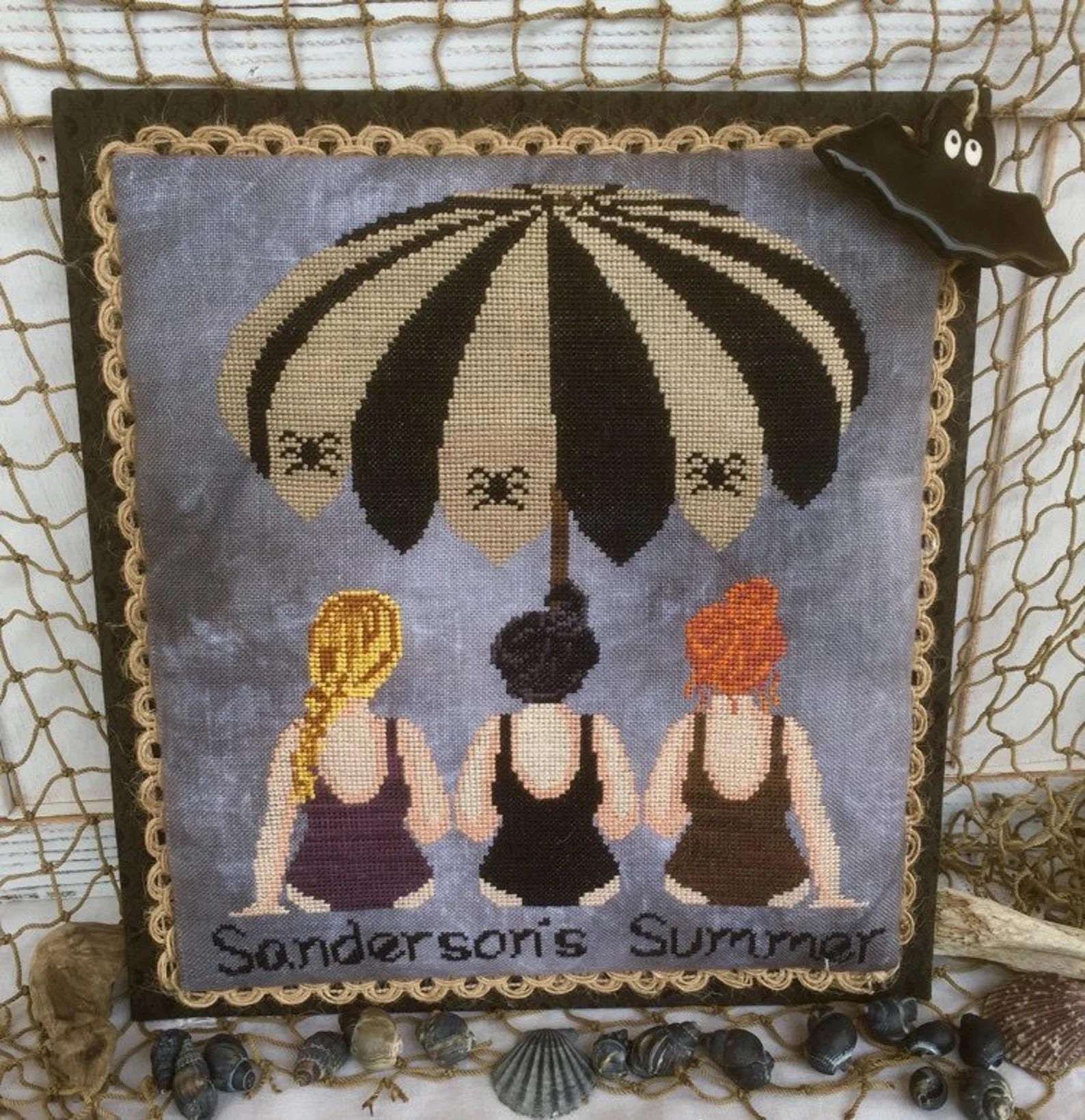 ROVARIS "Sanderson's Summer" Counted Cross Stitch Pattern and Silver CHARM Included, Summer, Pattern Only