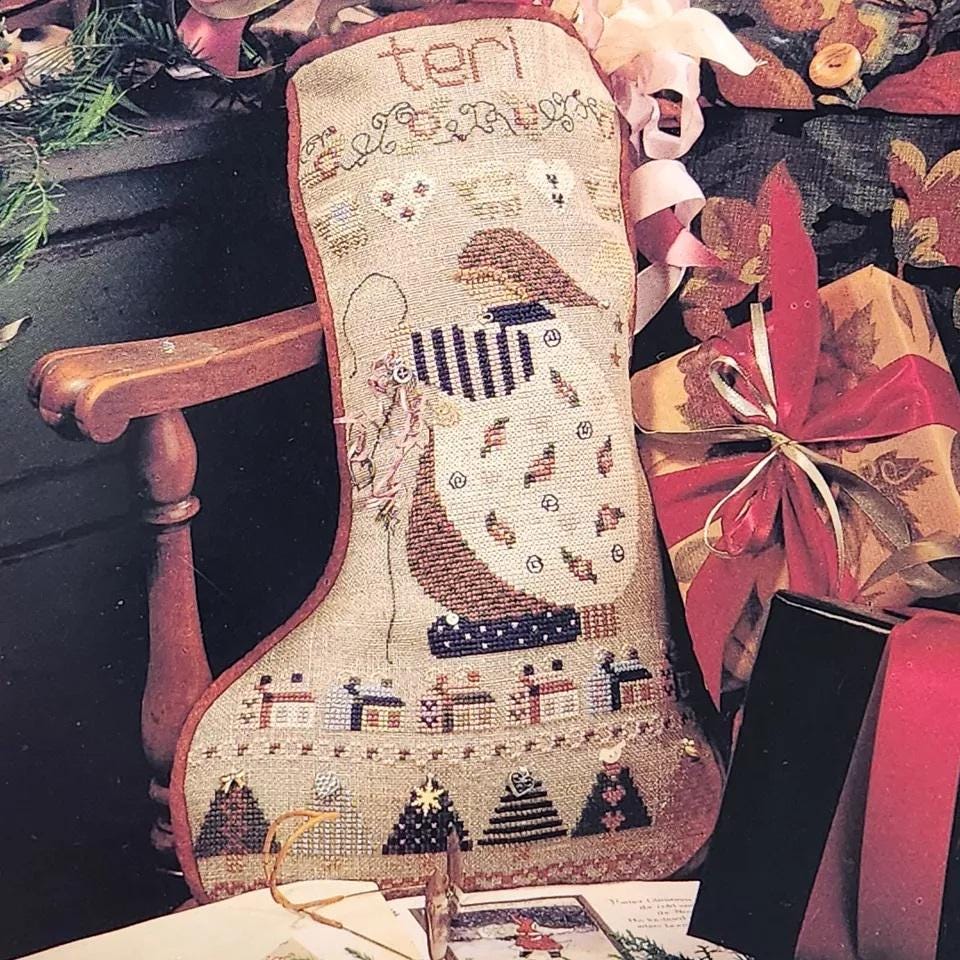 SHEPHERD'S BUSH PRINTWORKS "Teri's Stocking" Counted Cross Stitch Pattern, Christmas, Santa, Sampler, Pattern Only