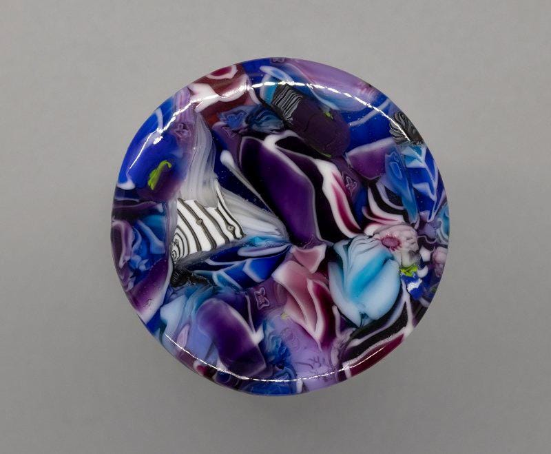 ORT JAR With Fused Glass Lid"   One-of-a-Kind, Handmade Glass Disc Attached To Bamboo Lid. Stunning! OJ26