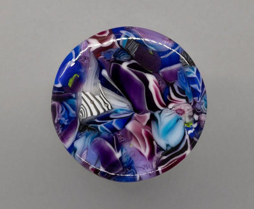 ORT JAR With Fused Glass Lid"   One-of-a-Kind, Handmade Glass Disc Attached To Bamboo Lid. Stunning! OJ26