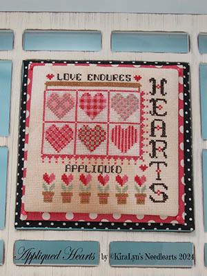 KIRALYNS NEEDLEARTS "Appliqued Hearts" Counted Cross Stitch Pattern, Fall, From The Quilting Bee Series, Valentines Day, Pattern Only
