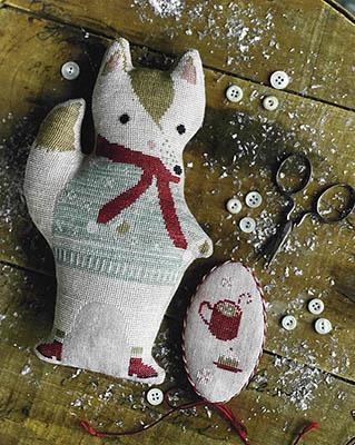 STACY NASH DESIGNS "Animal Crackers - Blizzard" Counted Cross Stitch Pattern, Sweet Winter Fox with A Cup of Cocoa, Pattern Only
