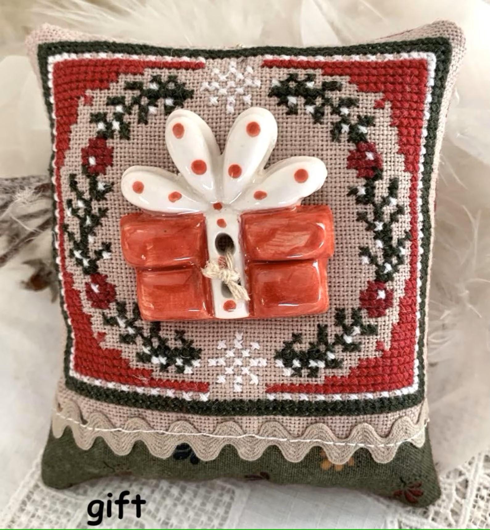 ROVARIS ~ "Gift Little Ornament Kit" Counted Cross Stitch Pattern + KIT, Handmade from Samone, Italy