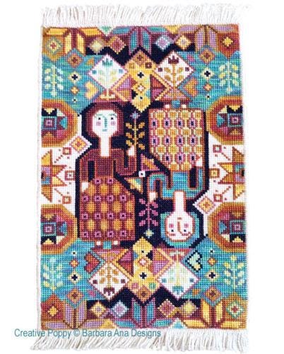 BARBARA ANA DESIGNS "Medieval Rug" Counted Cross Stitch Pattern, Chart, Pattern Only