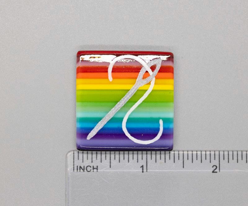 BEAU VERRE ART "Needle & Thread Needle Minder"  Fused Glass  Magnet  Needleminder  One-of-a-Kind, Handcrafted 5648