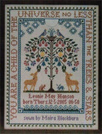 Moira Blackburn Traditional Sampler Chart "Tree of Life Sampler" Counted Cross Stitch Pattern, Chart, Birth Announcement, Pattern Only