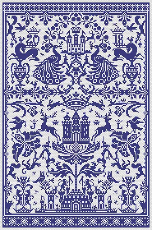 LONG DOG SAMPLERS "Turretz"  Counted Cross Stitch Pattern  Sampler, Chart, Pattern Only