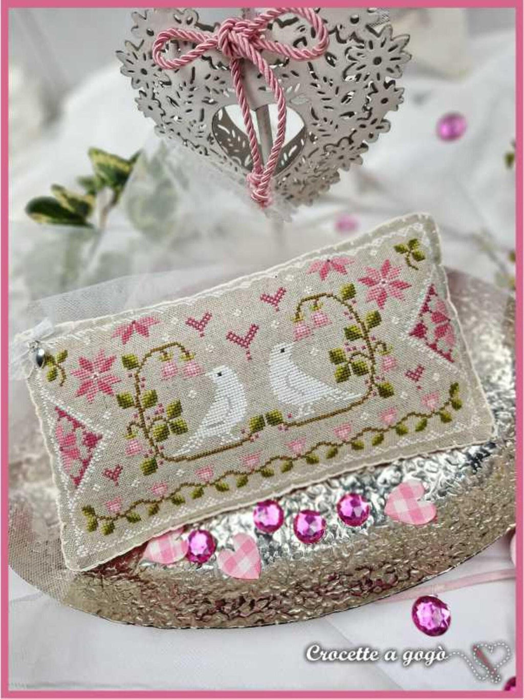 CROCETTE A GOGO "Birds In Love"  Counted Cross Stitch Pattern  Valentine's Day, Hearts, Paper Pattern