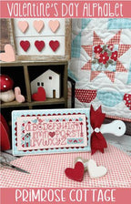 PRIMROSE COTTAGE STITCHES "Valentine's Day Alphabet" Counted Cross Stitch Pattern, Valentine Wishes, Chart, Pattern Only