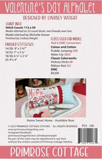 PRIMROSE COTTAGE STITCHES "Valentine's Day Alphabet" Counted Cross Stitch Pattern, Valentine Wishes, Chart, Pattern Only