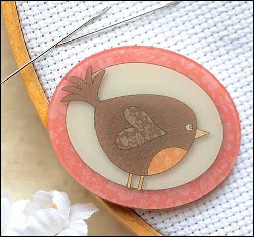 CHERRY HILL STITCHERY "Tweet Magnetic Needle Minder"  Limited Edition, Acrylic Needle Minder