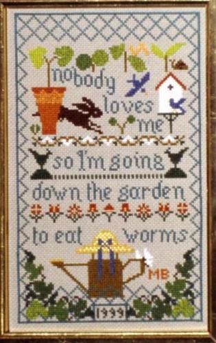 Moira Blackburn Traditional Sampler Chart "Nobody Loves Me" Counted Cross Stitch Pattern, Chart, Birth Announcement, Pattern Only
