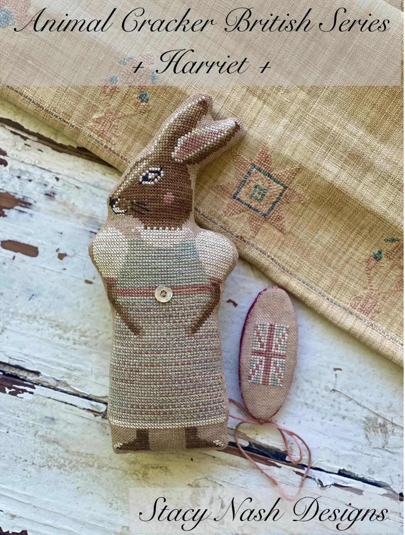 STACY NASH DESIGNS "Animal Crackers British Series - Harriet" Counted Cross Stitch Pattern, Rabbit, Nashville Market 2025, Pattern Only
